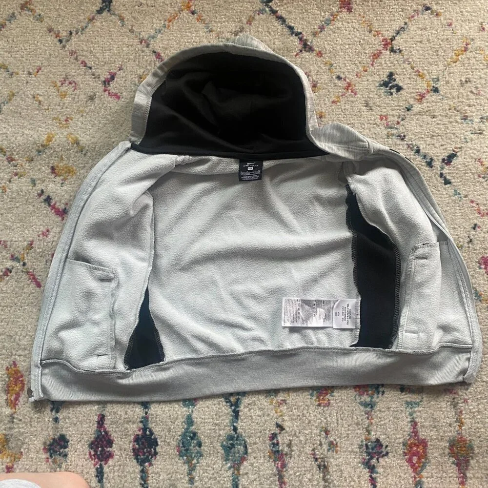 Nike Hoodie Boys 5 Small Gray Black Full Zip Dri Fit